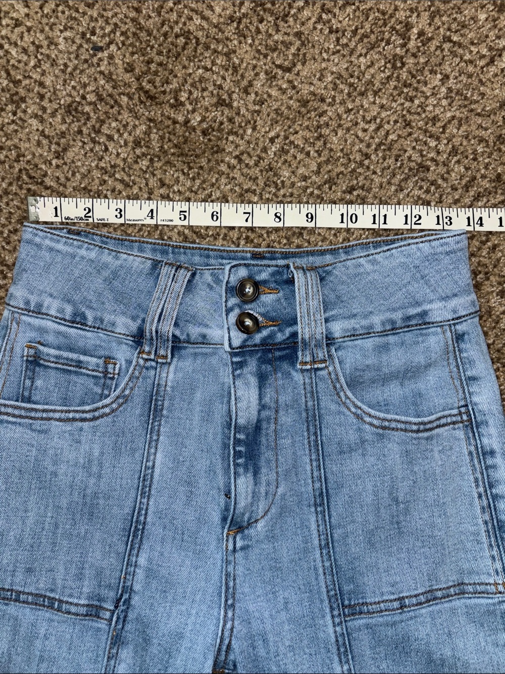 Boutique Mica High-Rise Light Blue Wide-Leg Jeans with Panel Seams 27 - Picture 3 of 6